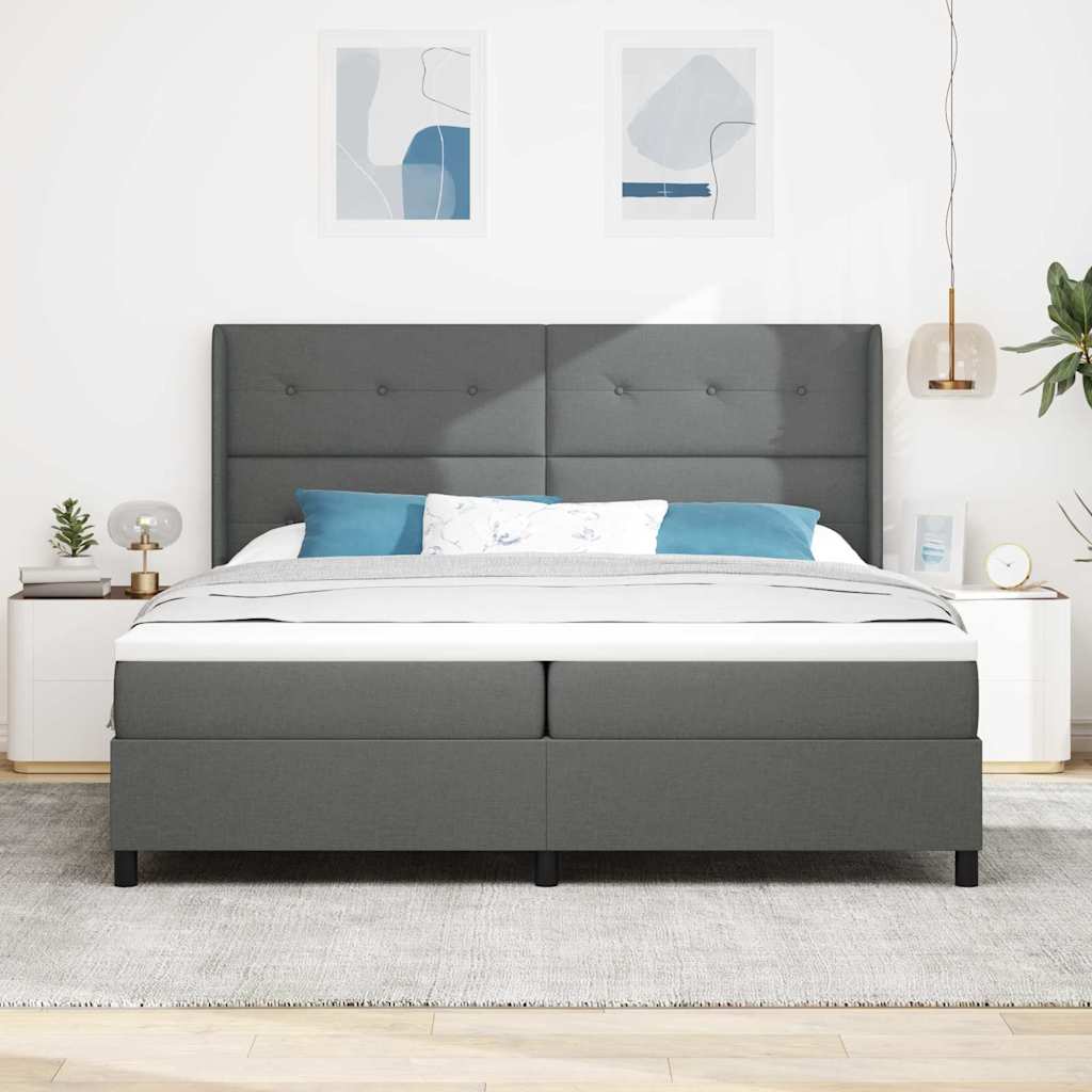 vidaXL Łóżko z sprężyną LED Ciemnoszary 200 x 200 cm tkanina