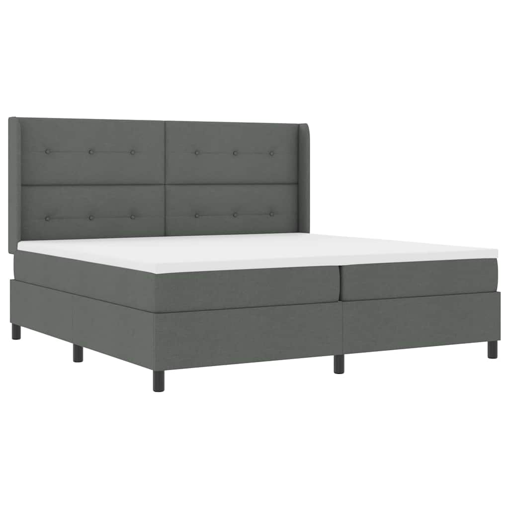 vidaXL Łóżko z sprężyną LED Ciemnoszary 200 x 200 cm tkanina