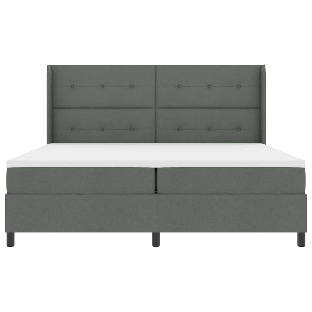 vidaXL Łóżko z sprężyną LED Ciemnoszary 200 x 200 cm tkanina