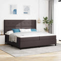 vidaXL Łóżko z sprężyną LED Ciemny brąz 200 x 200 cm tkanina