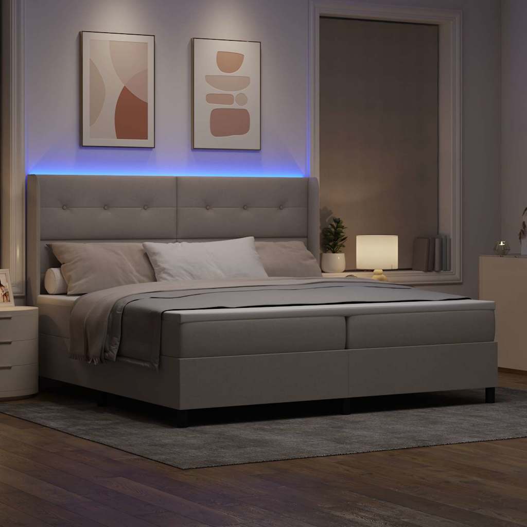 vidaXL Łóżko z sprężyną LED Ciemnoszary 200 x 200 cm tkanina