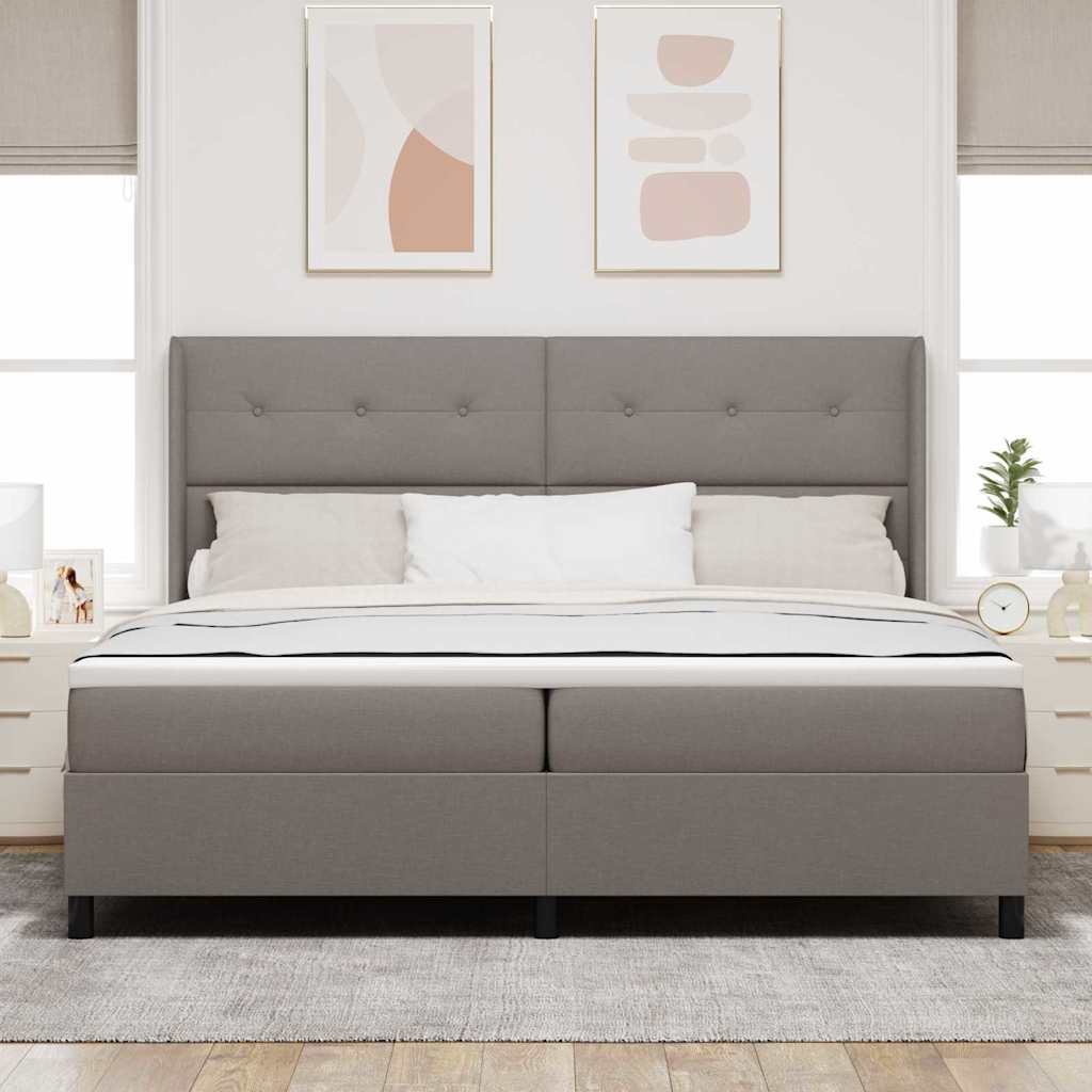vidaXL Łóżko z sprężyną LED Ciemnoszary 200 x 200 cm tkanina