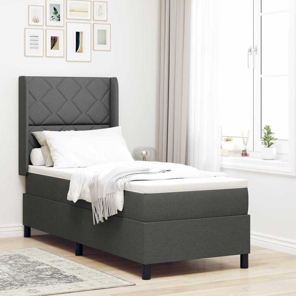 vidaXL Łóżko z sprężyną LED Ciemnoszary 80 x 200 cm tkanina