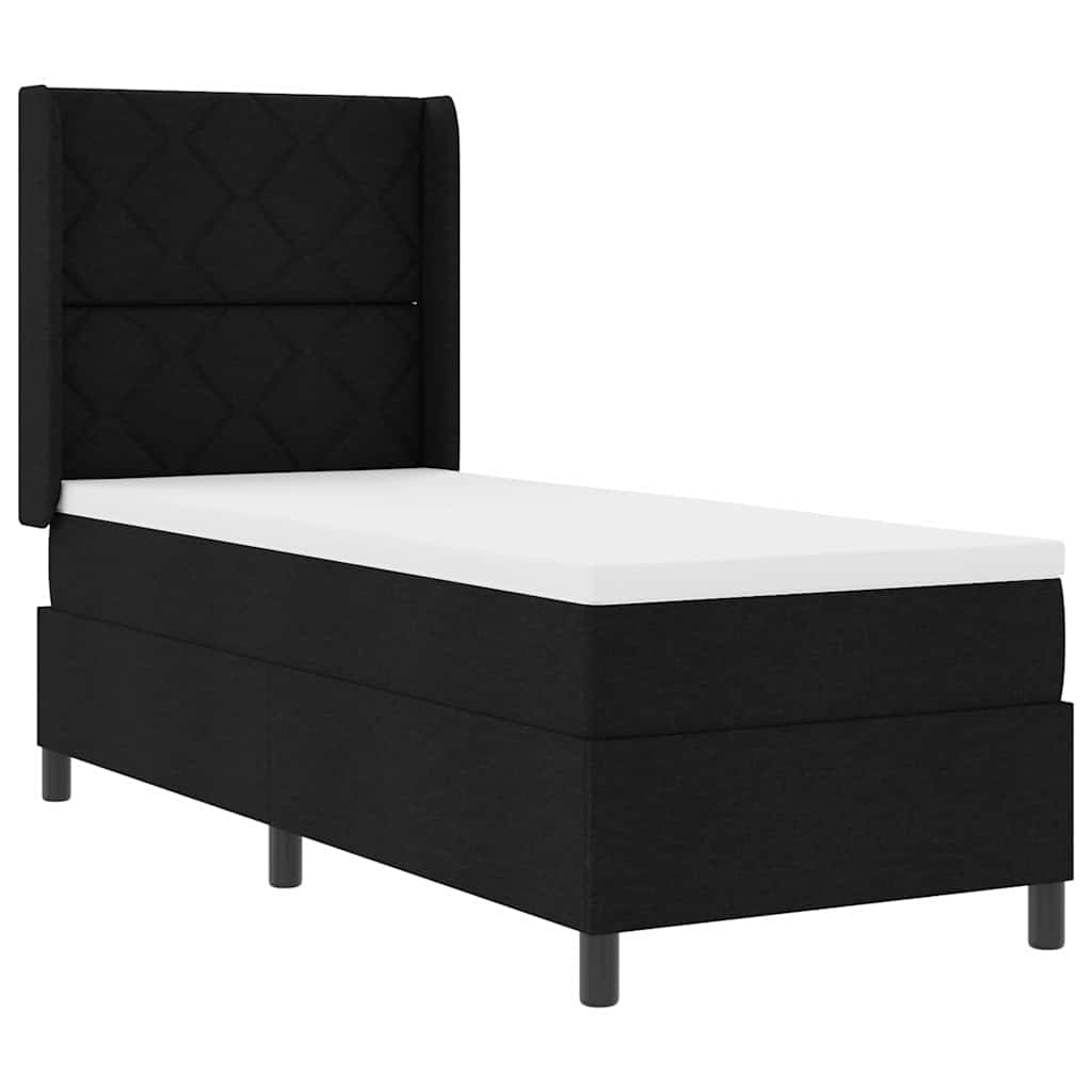 vidaXL Łóżko z sprężyną LED Z zagłówkiem Czarny 80 x 200 cm tkanina