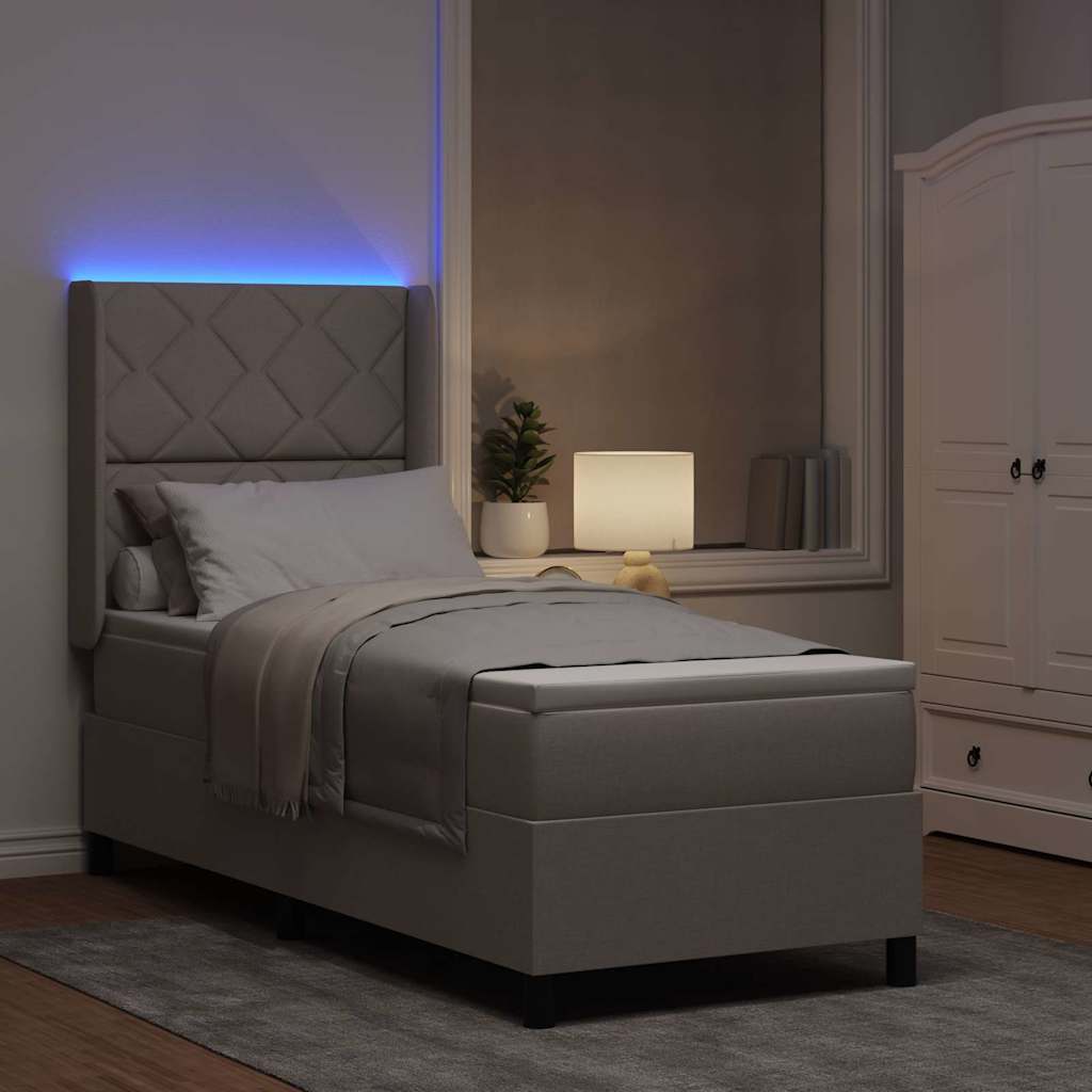 vidaXL Łóżko z sprężyną LED Ciemnoszary 80 x 200 cm tkanina