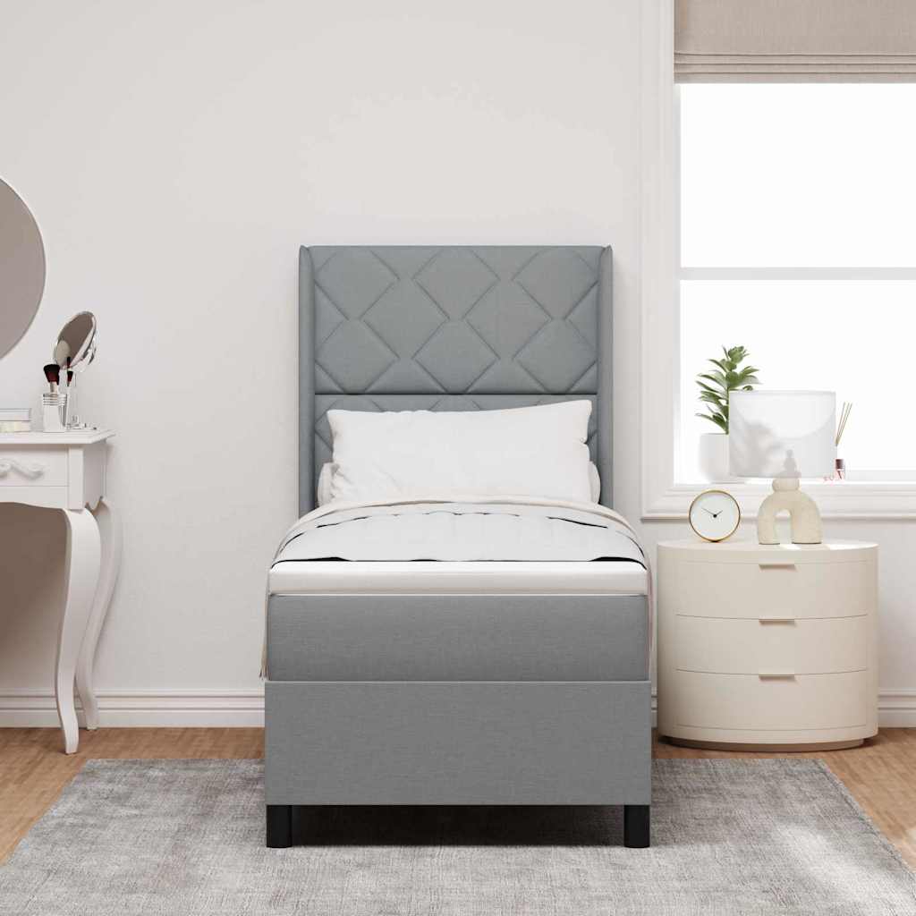 vidaXL Łóżko z sprężyną LED Jasnoszary 90 x 190 cm tkanina