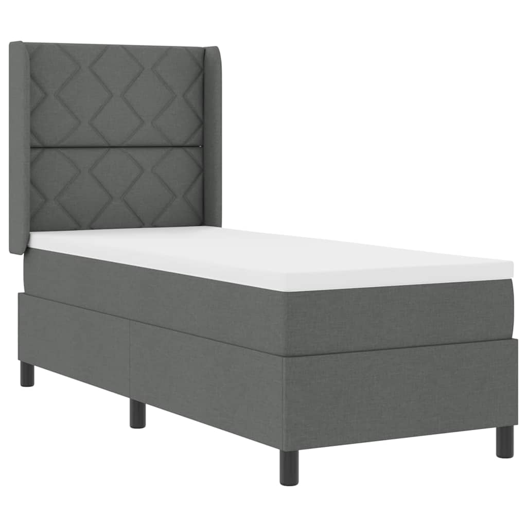vidaXL Łóżko z sprężyną LED Ciemnoszary 90 x 190 cm tkanina