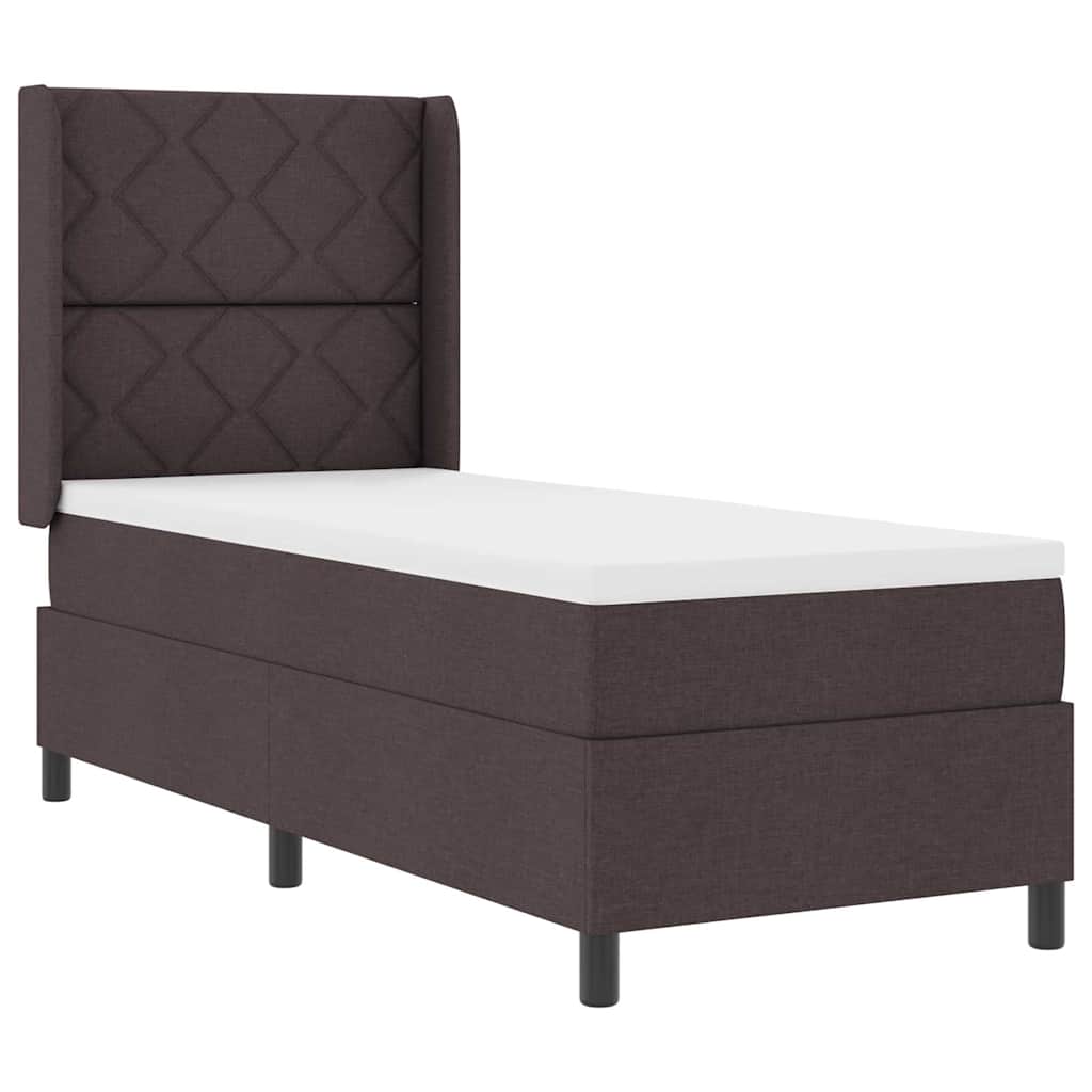vidaXL Łóżko z sprężyną LED Ciemny brąz 90 x 190 cm tkanina