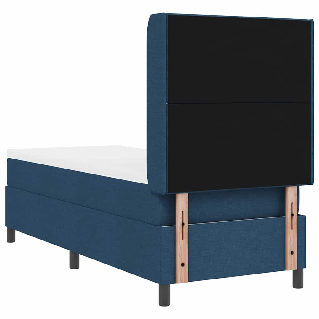 vidaXL Łóżko z sprężyną LED Z zagłówkiem Niebieski 90 x 190 cm tkanina