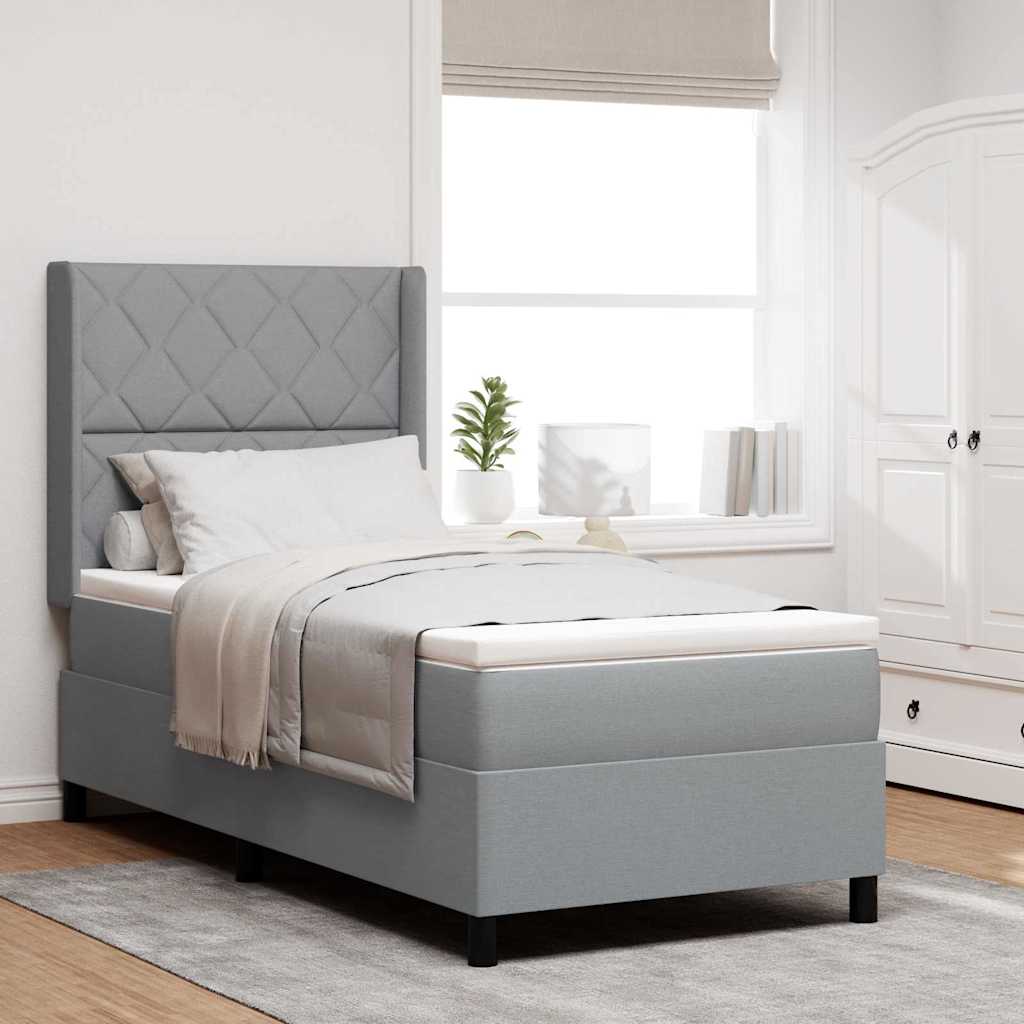 vidaXL Łóżko z sprężyną LED Jasnoszary 90 x 200 cm tkanina