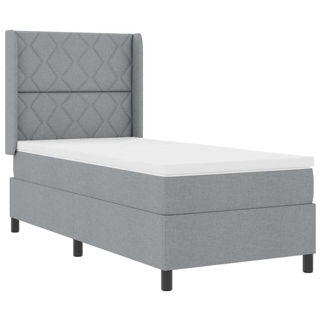 vidaXL Łóżko z sprężyną LED Jasnoszary 90 x 200 cm tkanina