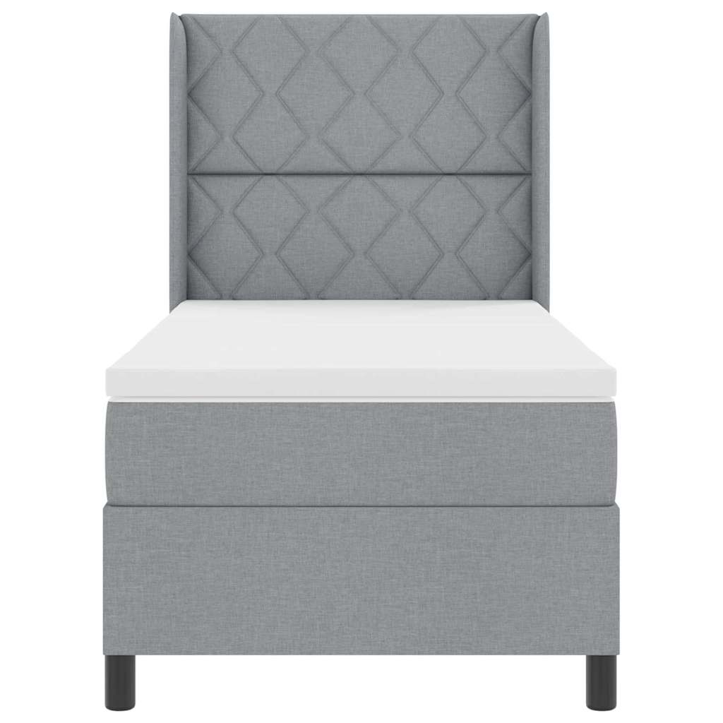 vidaXL Łóżko z sprężyną LED Jasnoszary 90 x 200 cm tkanina