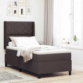 vidaXL Łóżko z sprężyną LED Ciemny brąz 90 x 200 cm tkanina
