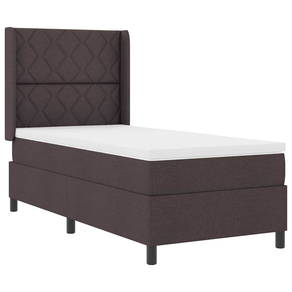vidaXL Łóżko z sprężyną LED Ciemny brąz 90 x 200 cm tkanina