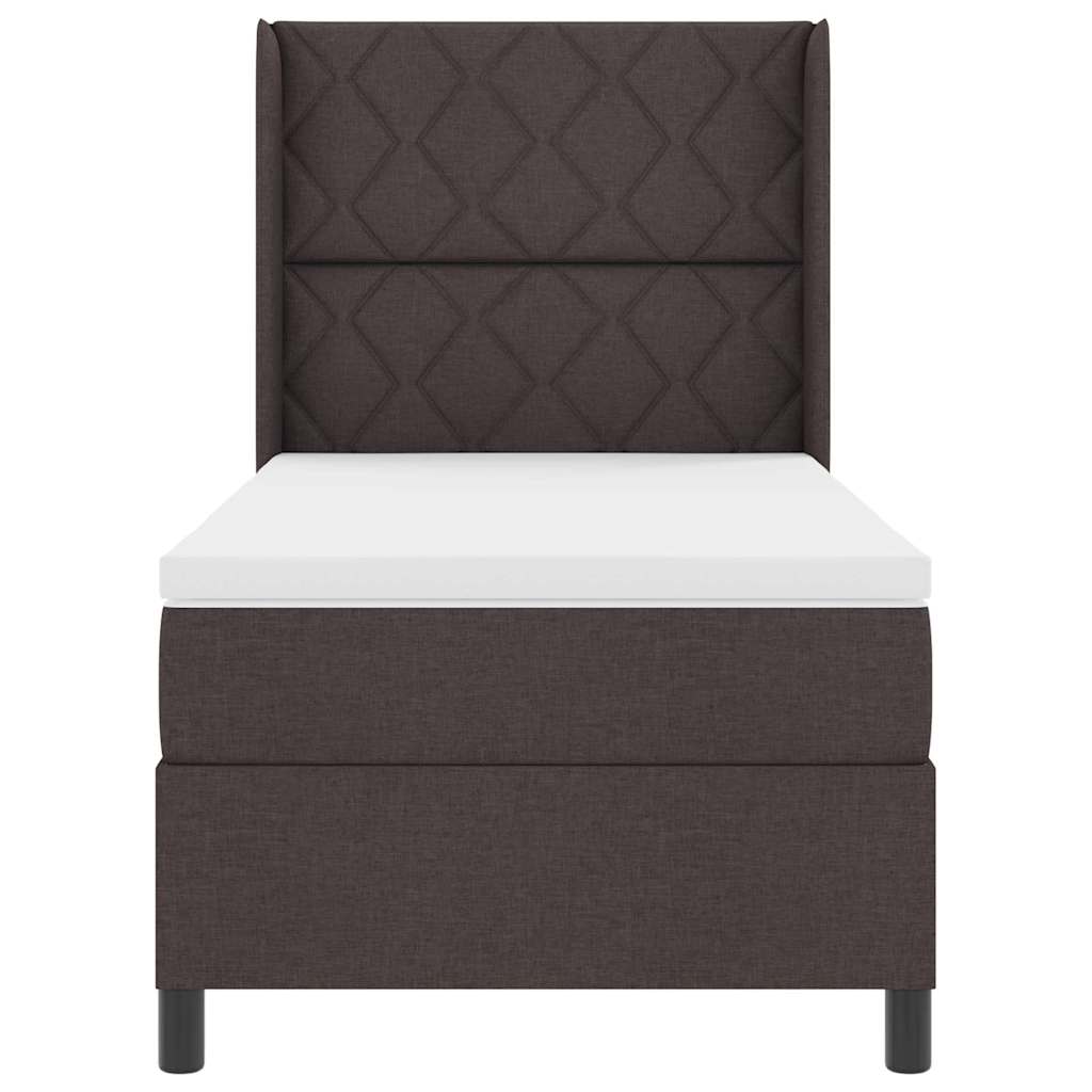 vidaXL Łóżko z sprężyną LED Ciemny brąz 90 x 200 cm tkanina