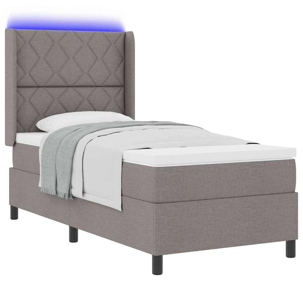 vidaXL Łóżko z sprężyną LED Ciemnoszary 90 x 200 cm tkanina