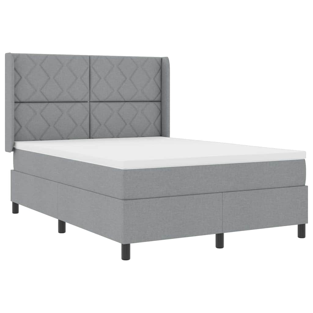 vidaXL Łóżko z sprężyną LED Jasnoszary 140 x 190 cm tkanina