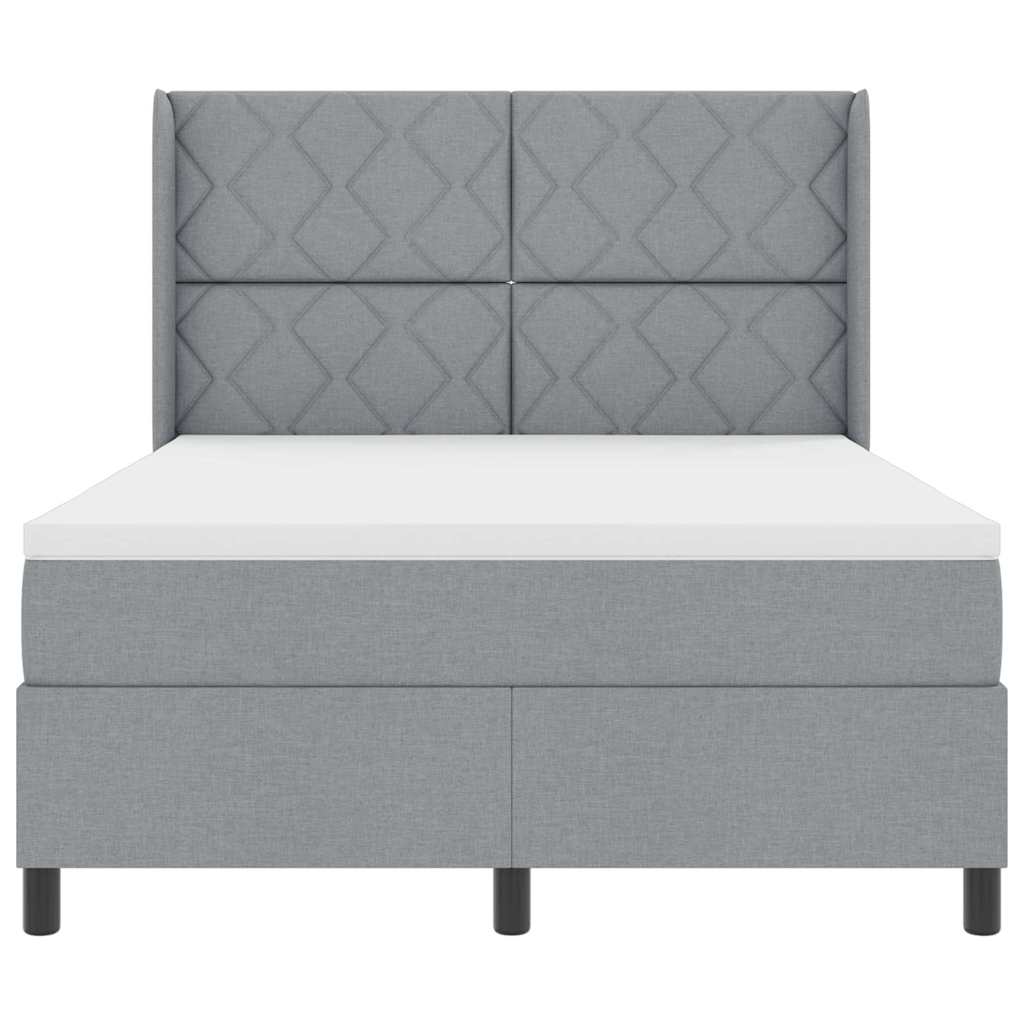 vidaXL Łóżko z sprężyną LED Jasnoszary 140 x 190 cm tkanina