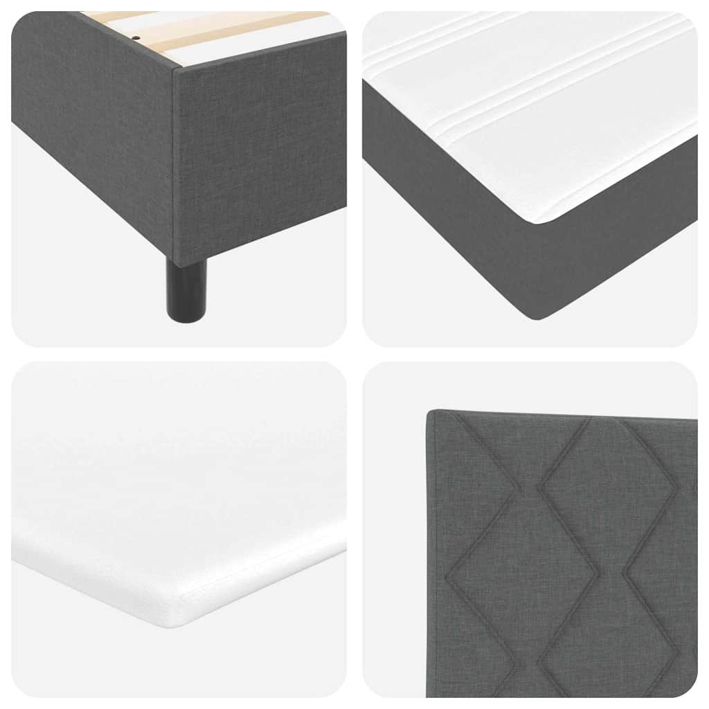 vidaXL Łóżko z sprężyną LED Ciemnoszary 140 x 190 cm tkanina