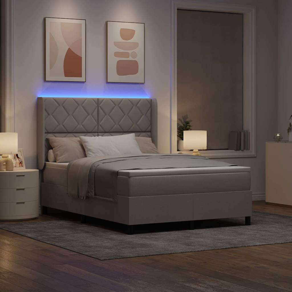 vidaXL Łóżko z sprężyną LED Ciemnoszary 140 x 190 cm tkanina