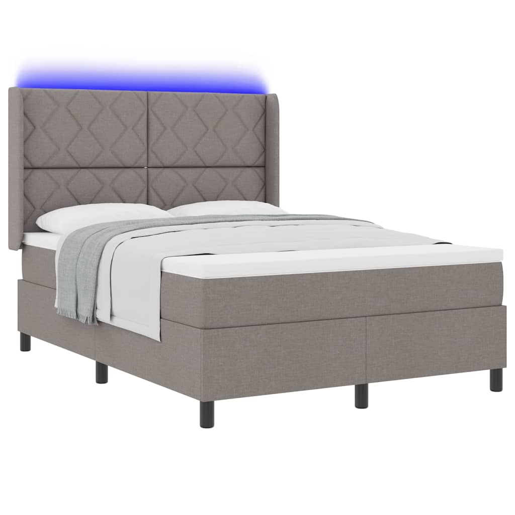 vidaXL Łóżko z sprężyną LED Ciemnoszary 140 x 190 cm tkanina