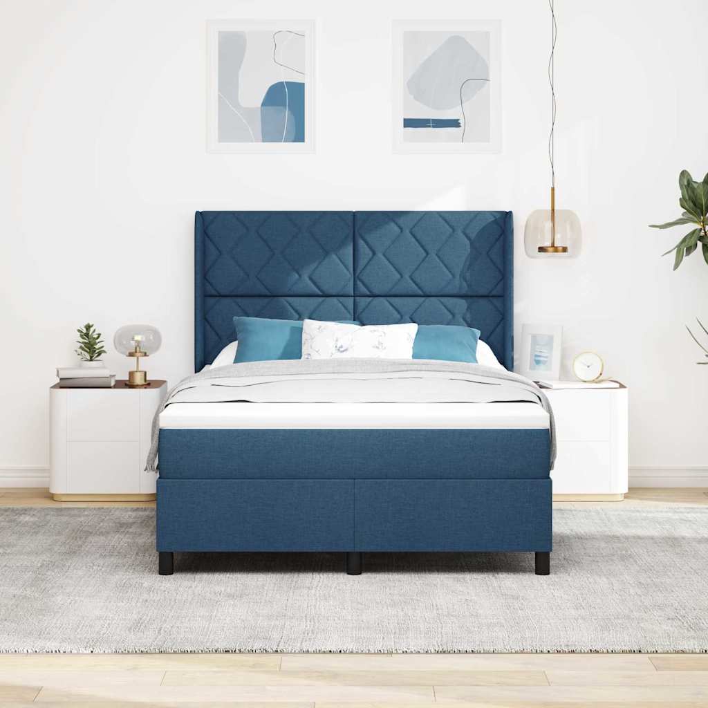 vidaXL Łóżko z sprężyną LED Niebieski 140 x 190 cm tkanina