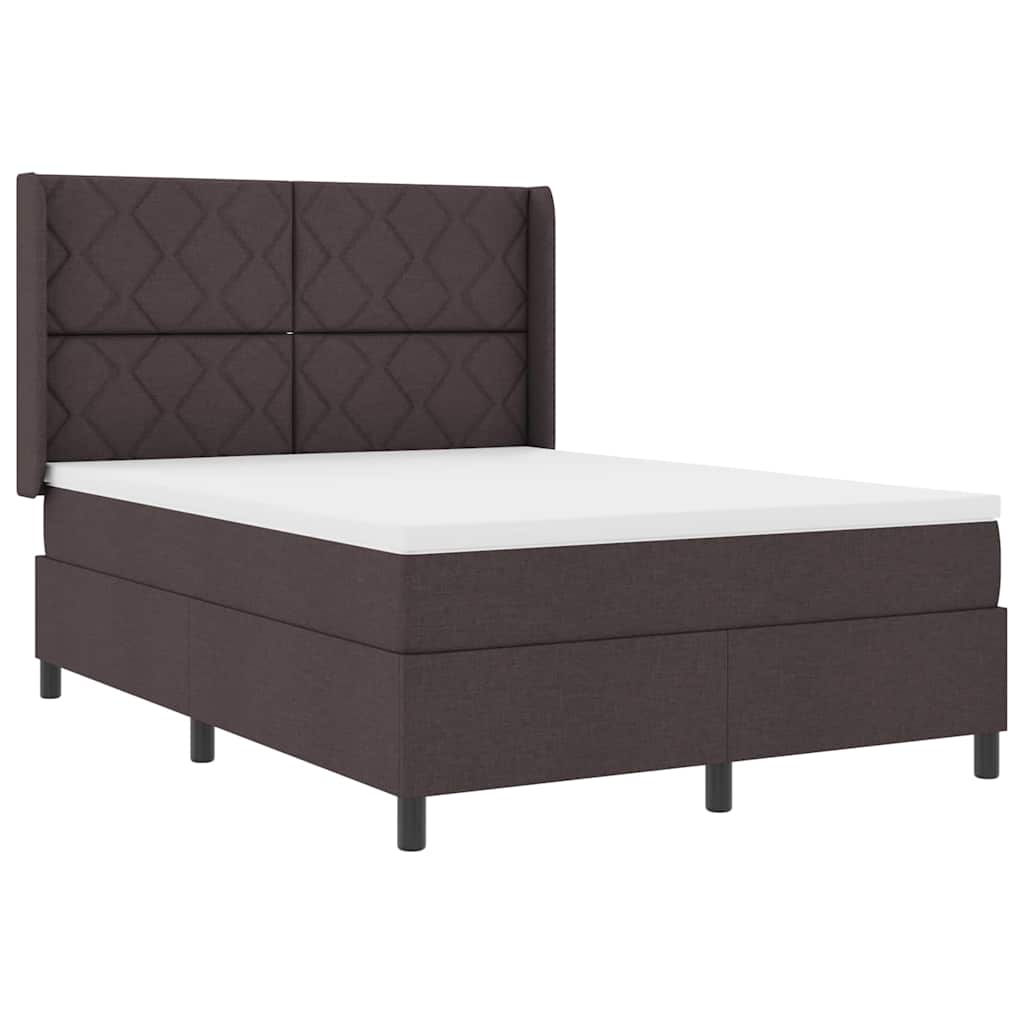vidaXL Łóżko z sprężyną LED Ciemny brąz 160 x 200 cm tkanina