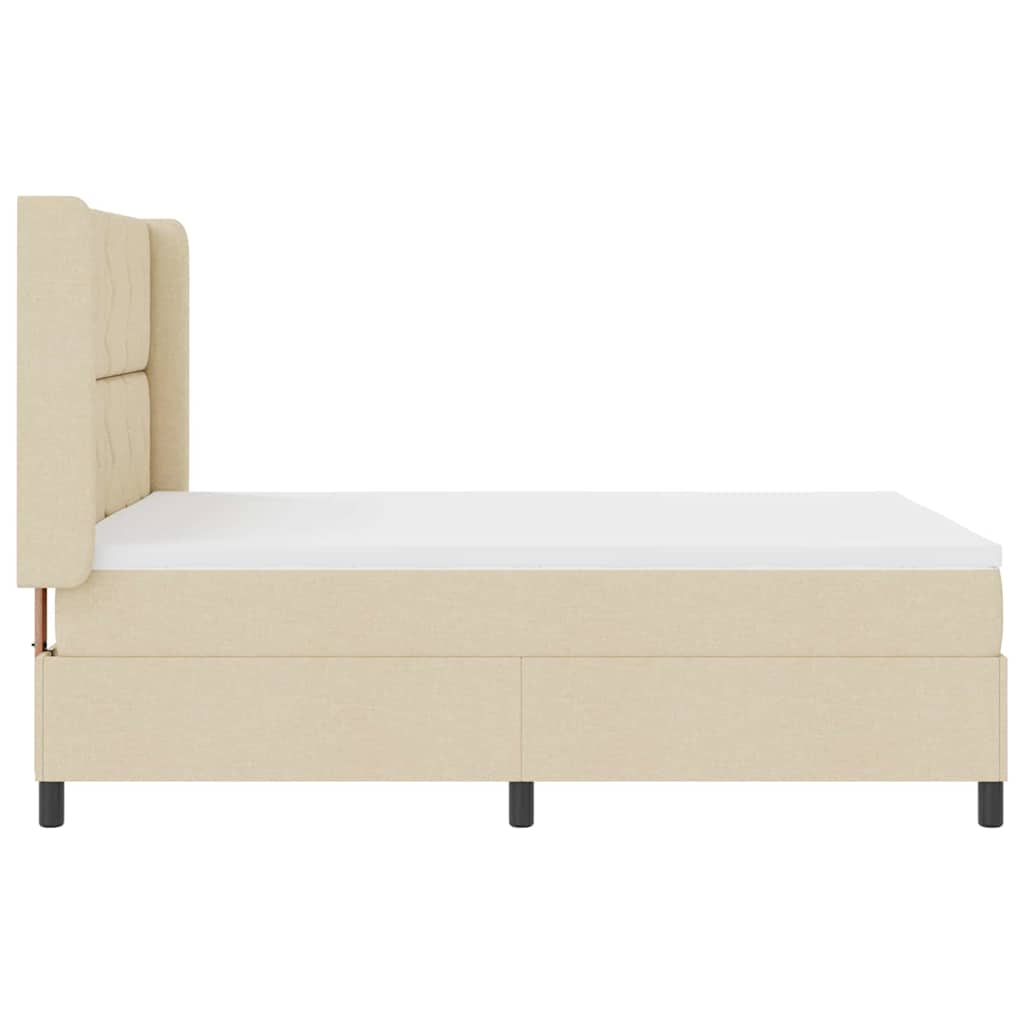 vidaXL Łóżko z sprężyną LED Z zagłówkiem Kremowy 160 x 200 cm tkanina