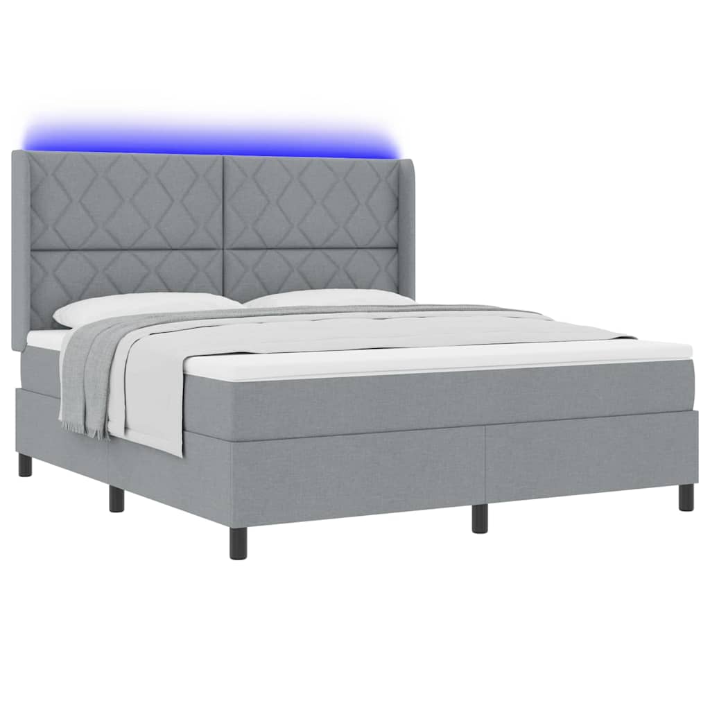 vidaXL Łóżko z sprężyną LED Jasnoszary 180 x 200 cm tkanina