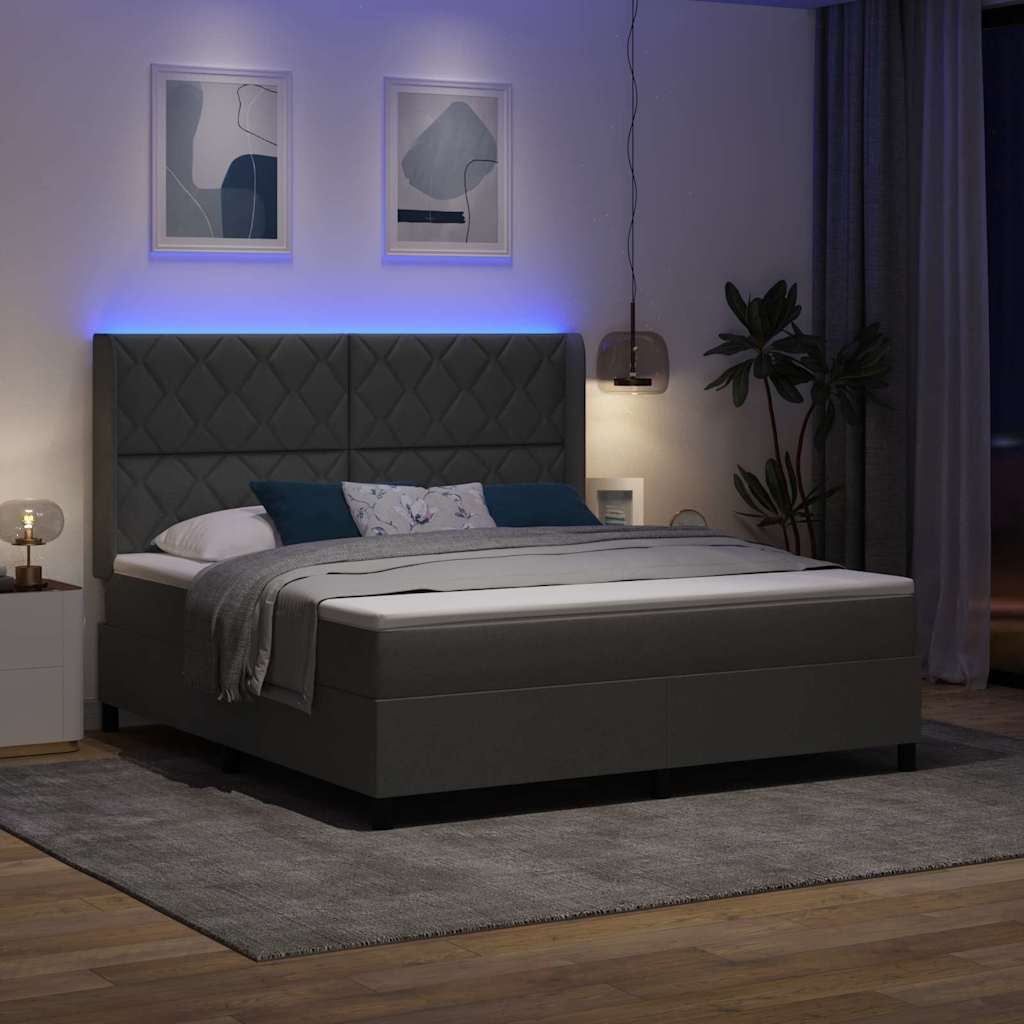 vidaXL Łóżko z sprężyną LED Ciemnoszary 180 x 200 cm tkanina