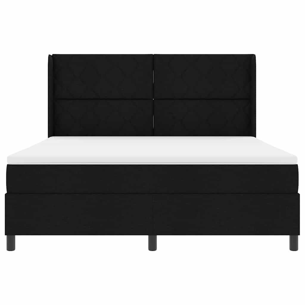 vidaXL Łóżko z sprężyną LED Z zagłówkiem Czarny 180 x 200 cm tkanina