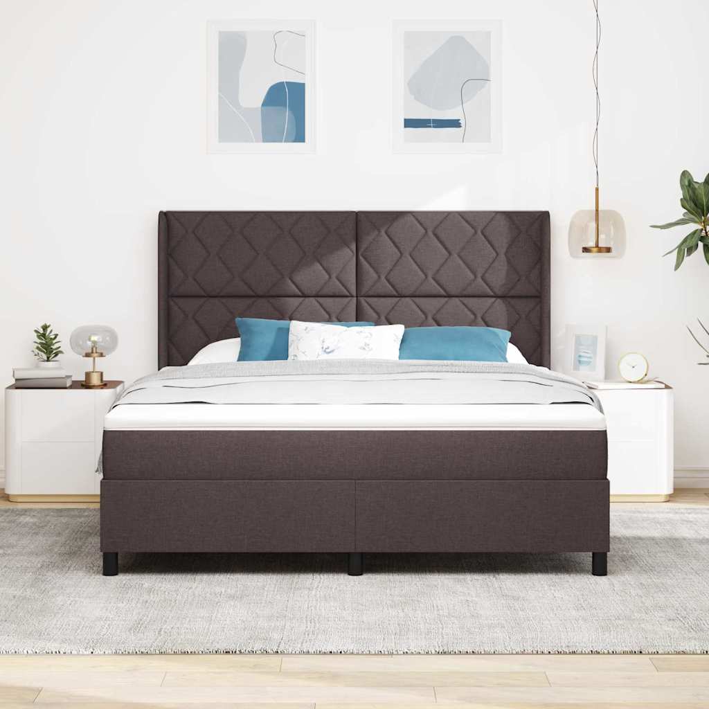 vidaXL Łóżko z sprężyną LED Ciemny brąz 180 x 200 cm tkanina