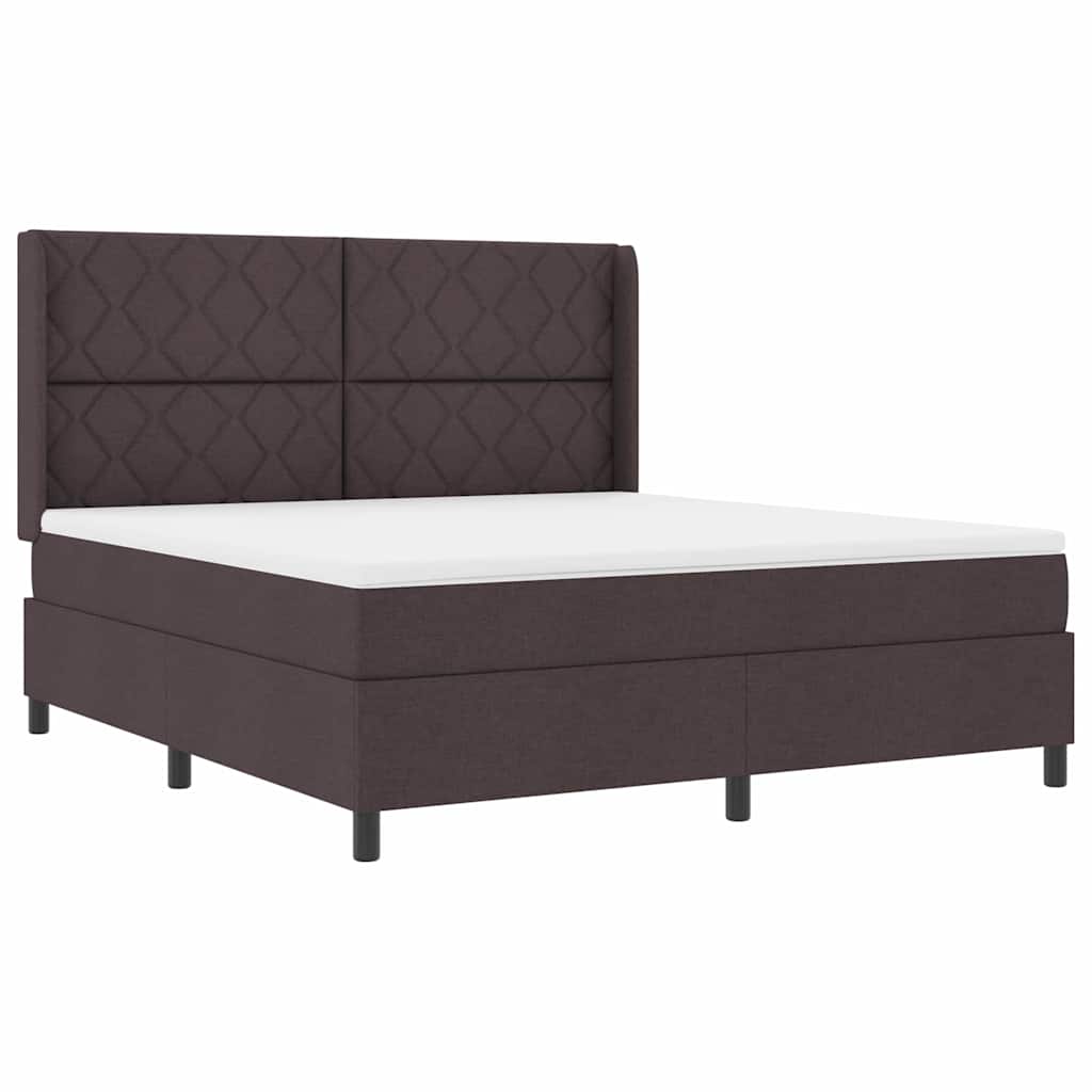 vidaXL Łóżko z sprężyną LED Ciemny brąz 180 x 200 cm tkanina