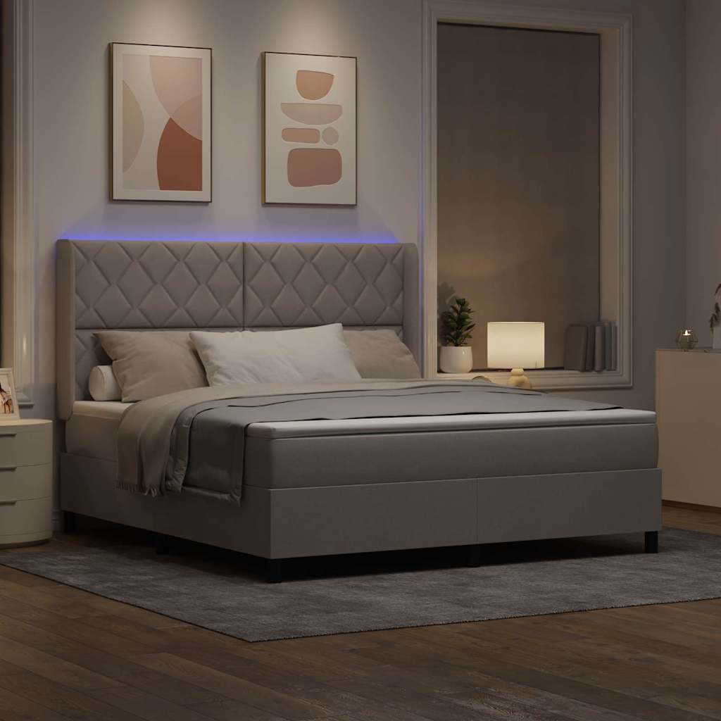 vidaXL Łóżko z sprężyną LED Ciemnoszary 180 x 200 cm tkanina