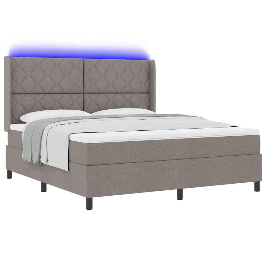 vidaXL Łóżko z sprężyną LED Ciemnoszary 180 x 200 cm tkanina