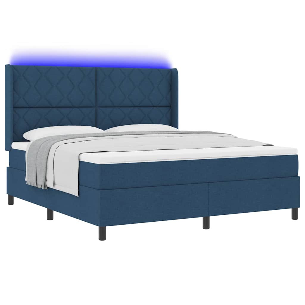 vidaXL Łóżko z sprężyną LED Niebieski 180 x 200 cm tkanina