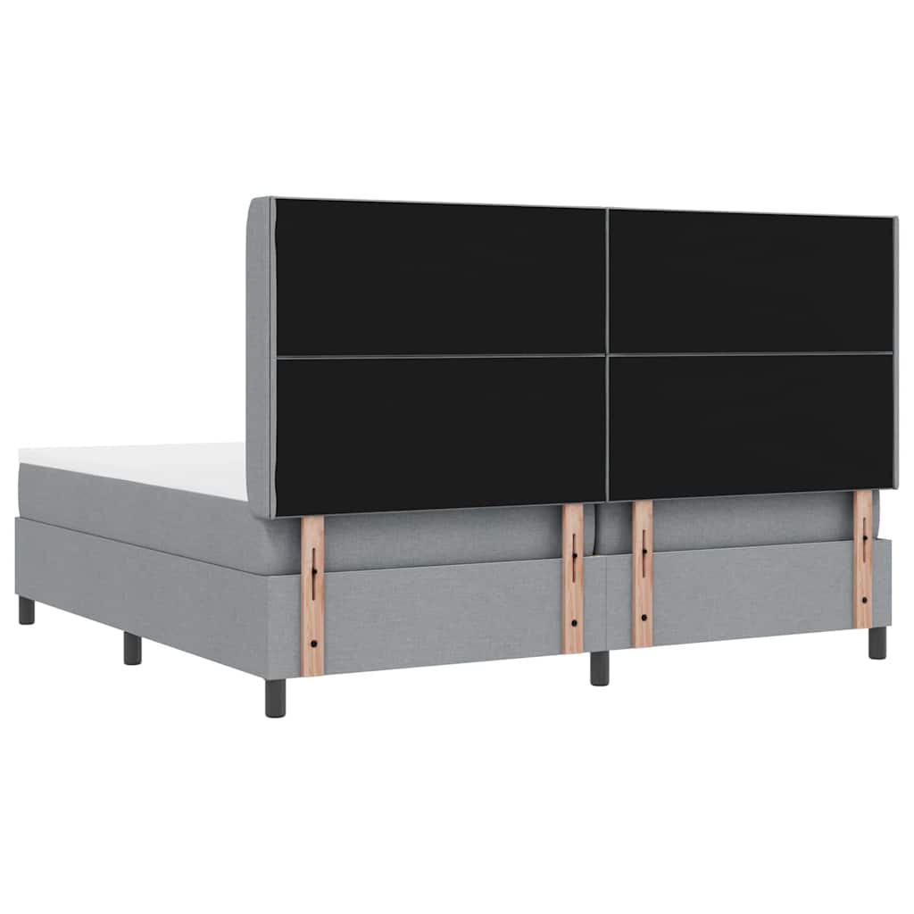 vidaXL Łóżko z sprężyną LED Jasnoszary 200 x 200 cm tkanina