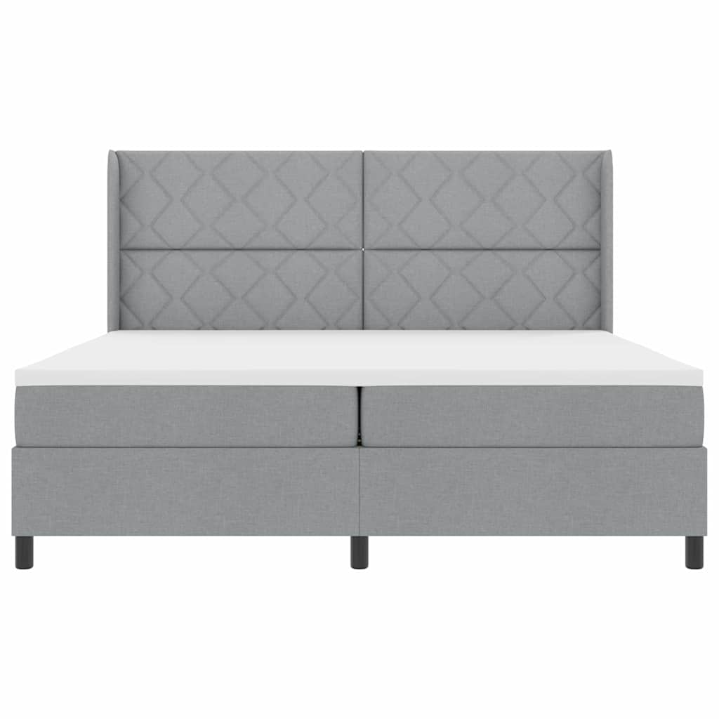 vidaXL Łóżko z sprężyną LED Jasnoszary 200 x 200 cm tkanina