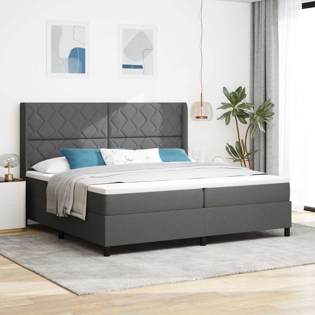 vidaXL Łóżko z sprężyną LED Ciemnoszary 200 x 200 cm tkanina