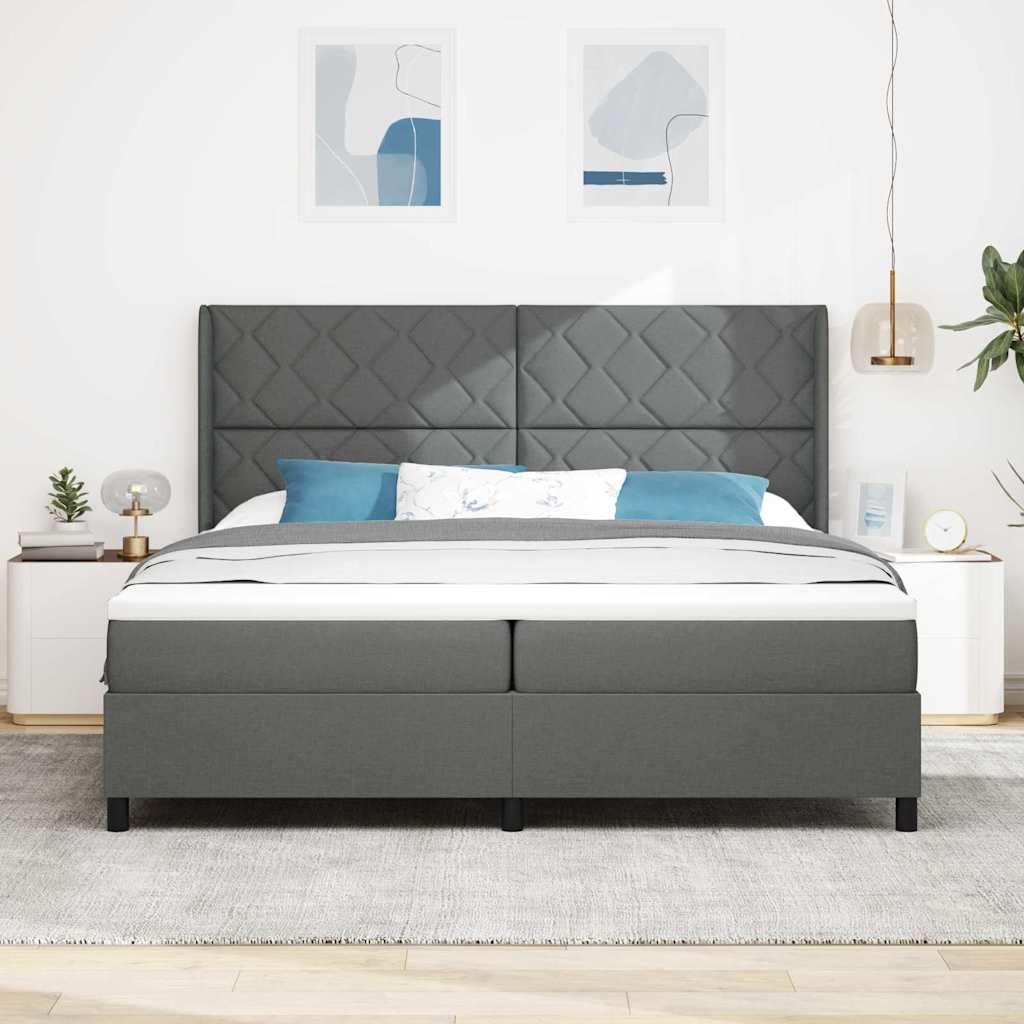 vidaXL Łóżko z sprężyną LED Ciemnoszary 200 x 200 cm tkanina