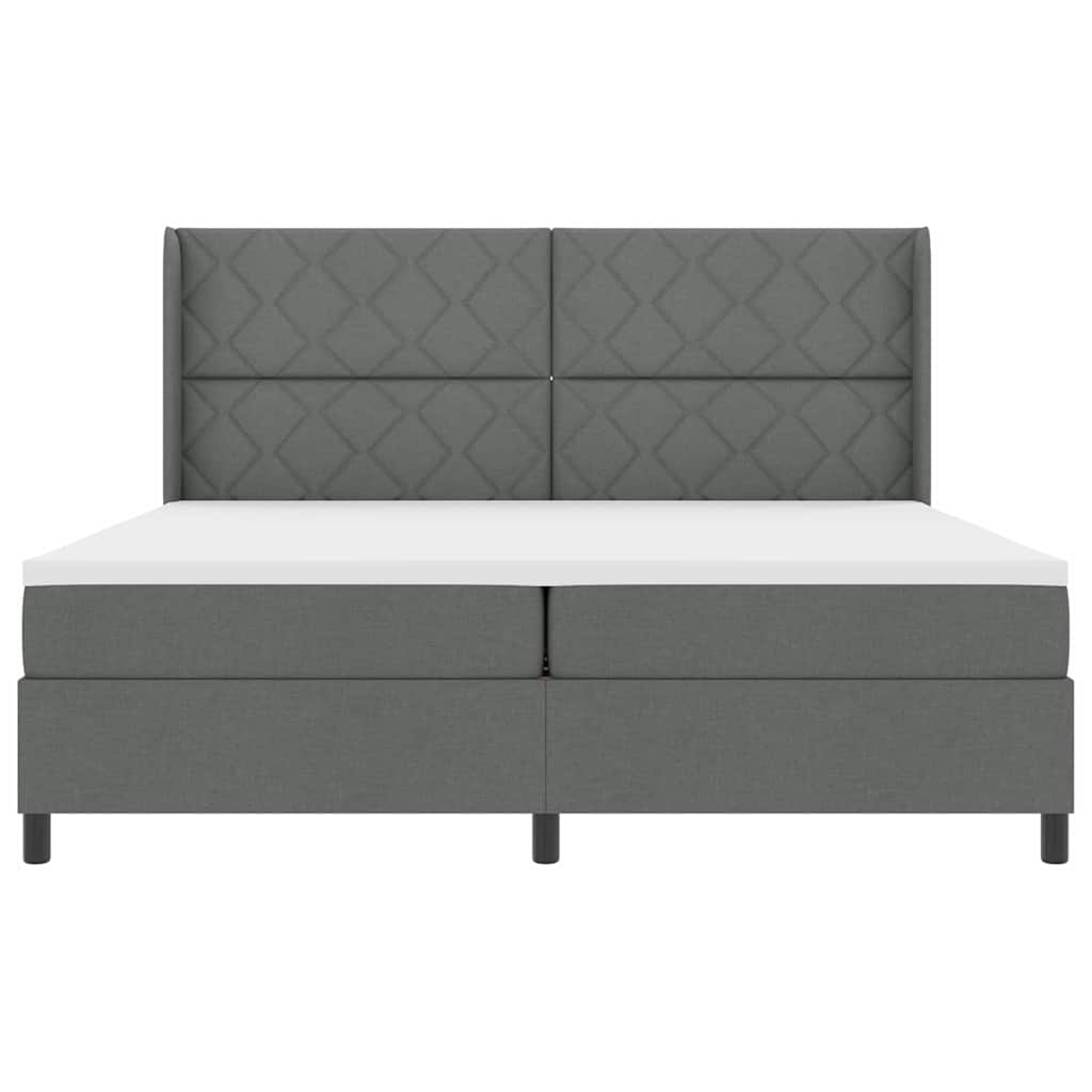 vidaXL Łóżko z sprężyną LED Ciemnoszary 200 x 200 cm tkanina