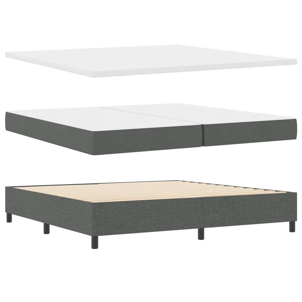 vidaXL Łóżko z sprężyną LED Ciemnoszary 200 x 200 cm tkanina