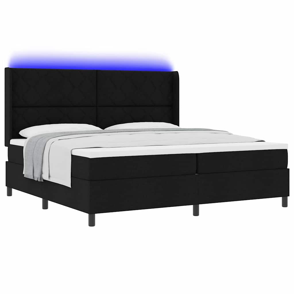 vidaXL Łóżko z sprężyną LED z materacem Czarny 200 x 200 cm tkanina