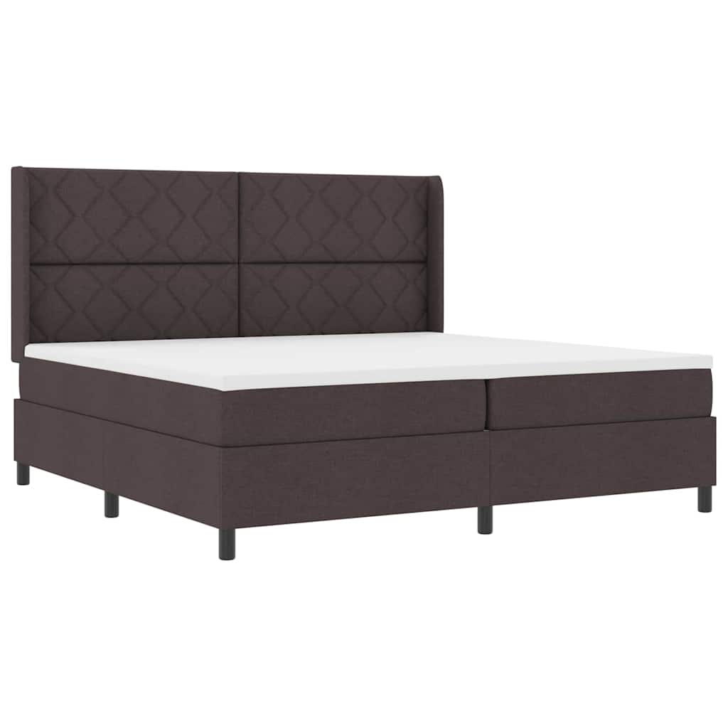 vidaXL Łóżko z sprężyną LED Ciemny brąz 200 x 200 cm tkanina