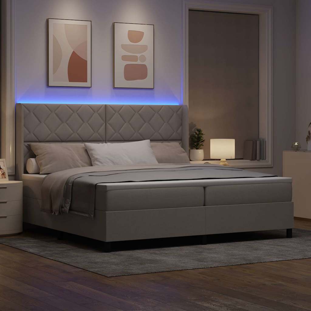 vidaXL Łóżko z sprężyną LED Ciemnoszary 200 x 200 cm tkanina