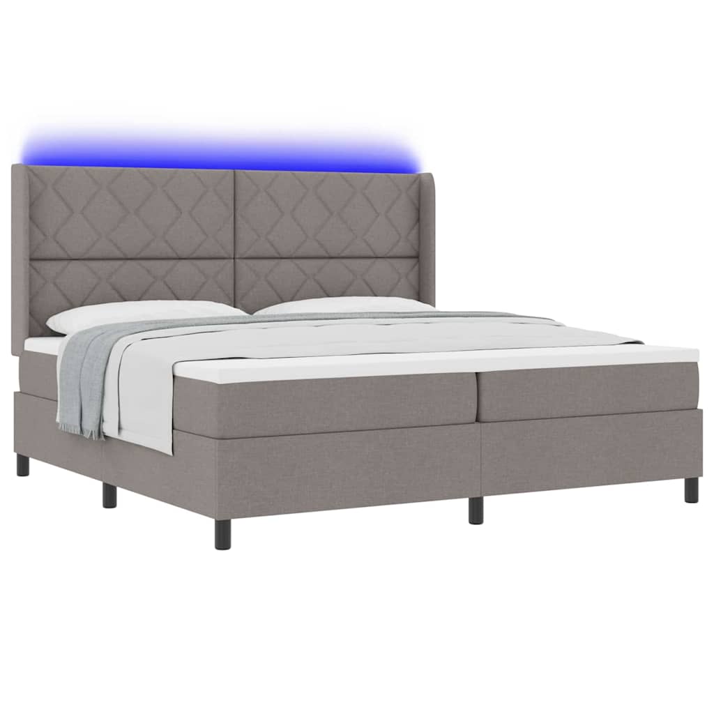 vidaXL Łóżko z sprężyną LED Ciemnoszary 200 x 200 cm tkanina