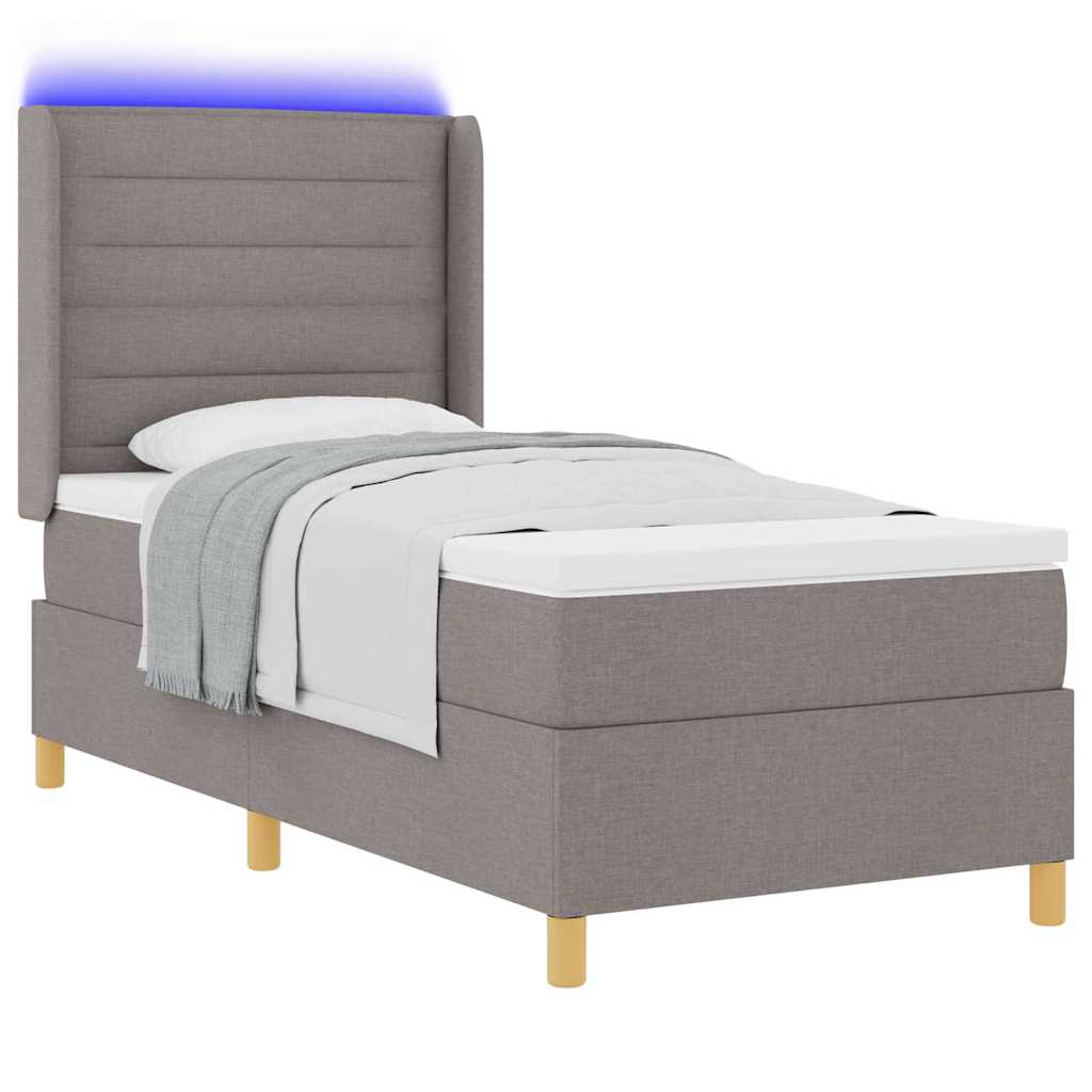 vidaXL Łóżko sprężynowe z paskami LED Ciemnoszary 80 x 200 cm tkanina