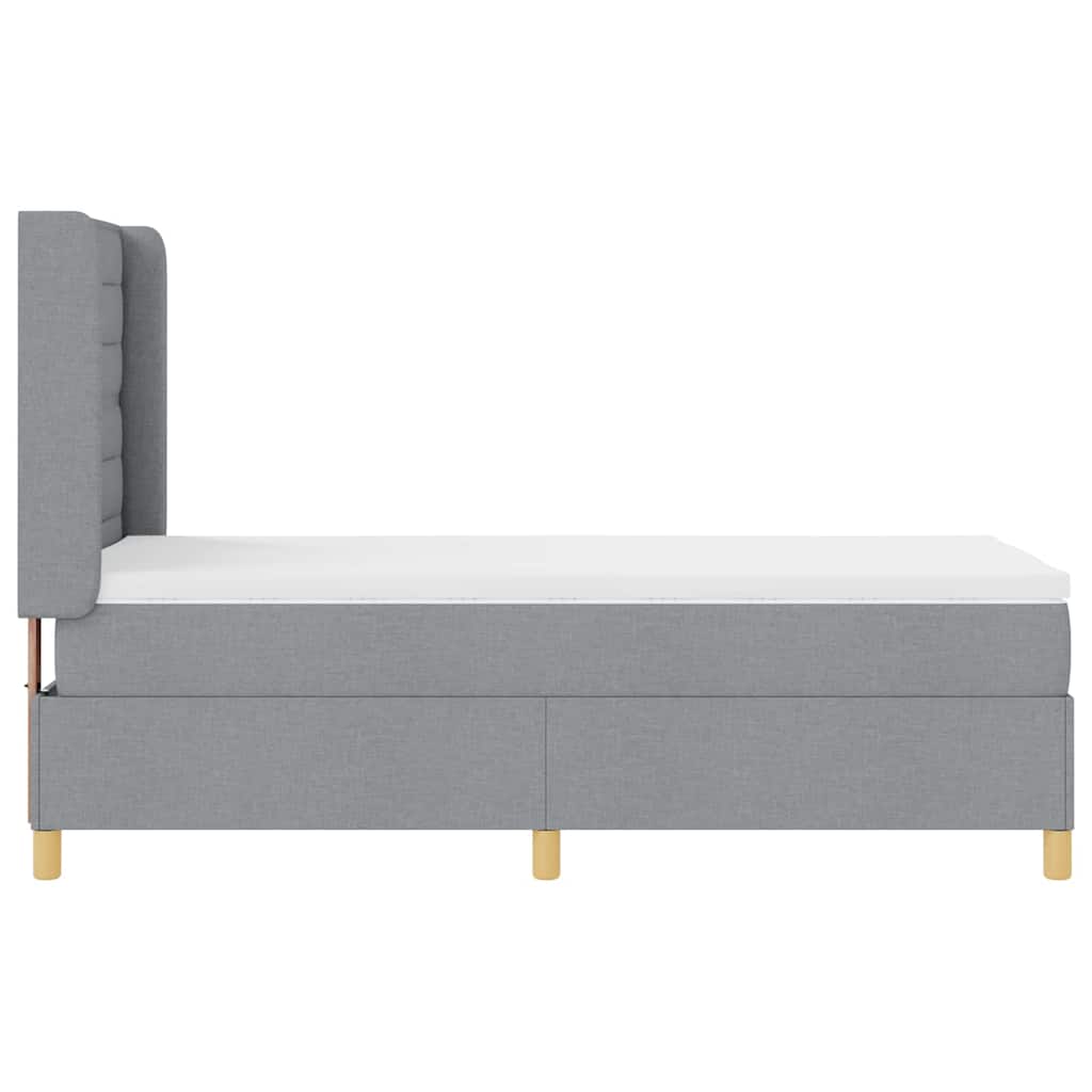 vidaXL Łóżko sprężynowe z paskami LED Jasnoszary 90 x 190 cm tkanina