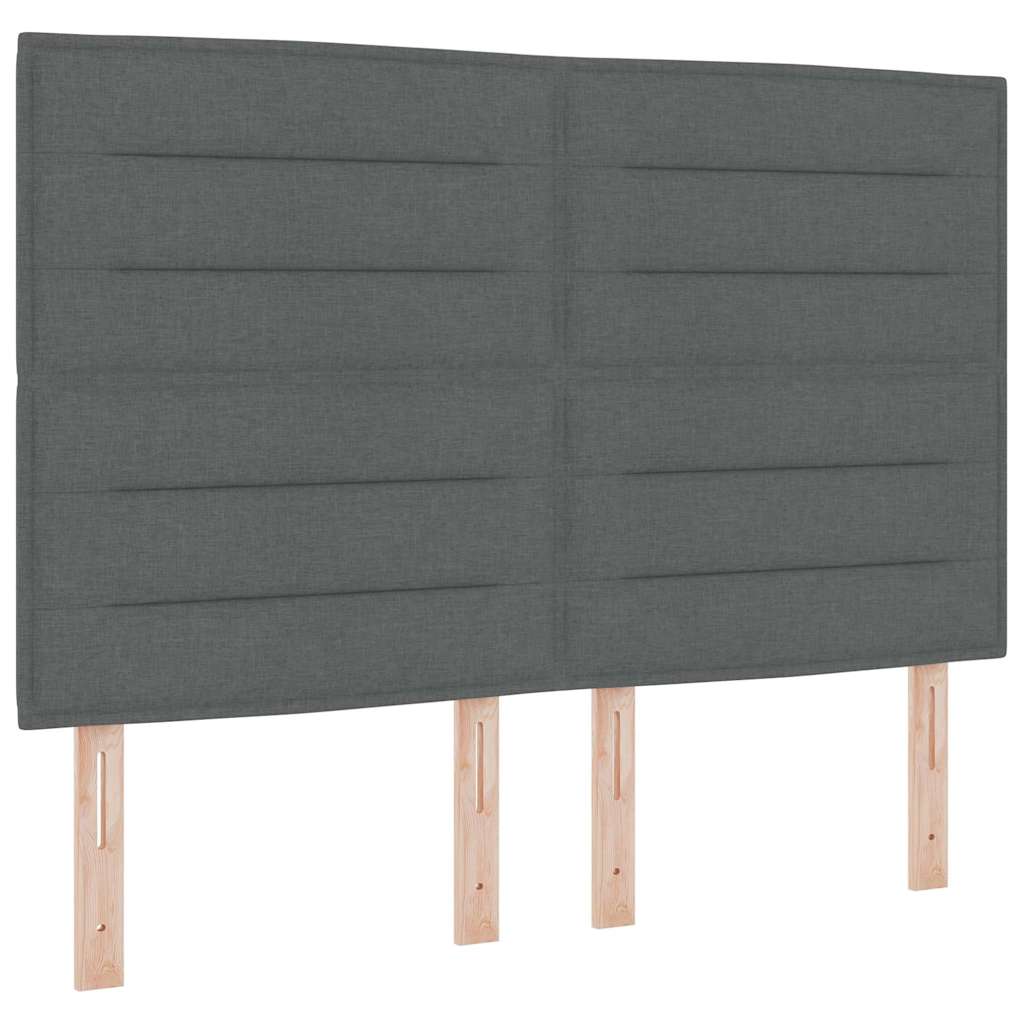 vidaXL Łóżko sprężynowe z paskami LED Szary 140 x 190 cm tkanina