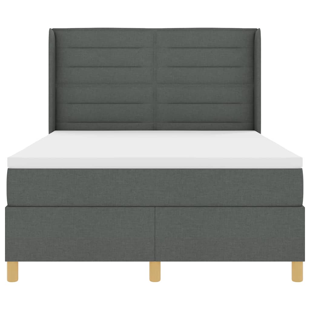 vidaXL Łóżko sprężynowe z paskami LED Szary 140 x 190 cm tkanina